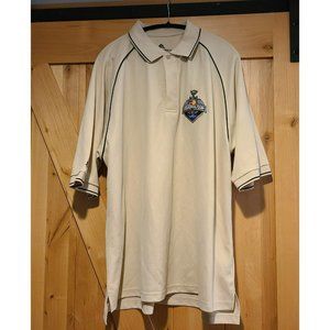 Stormtech Polo Shirt Men 2XL Tan Short Sleeve MC Memorial Cup Vancouver 07 Patch